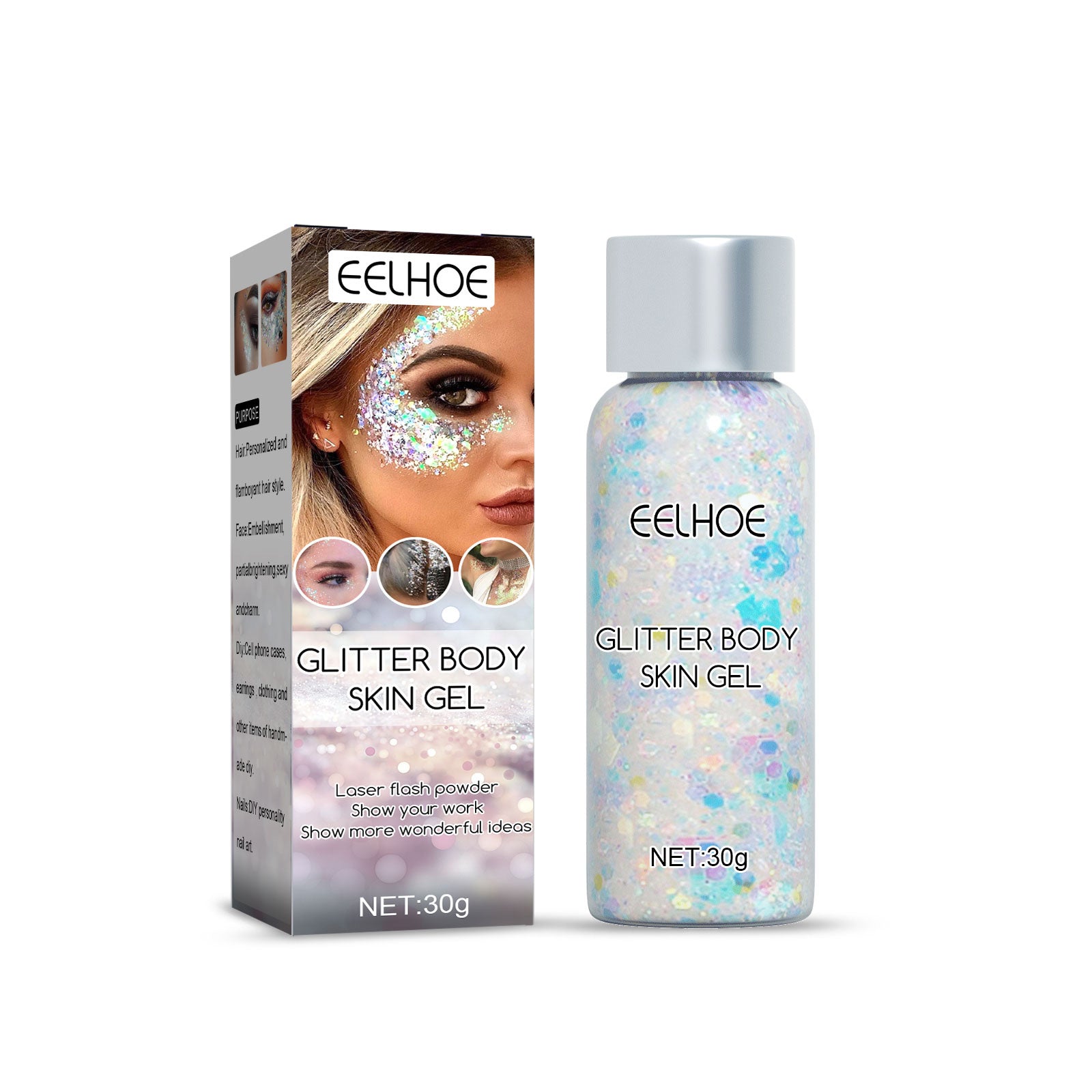 Glitter Body Skin Gel, Makeup Fish Scale Glitter Gel Glitter Stage Show Makeup Props Eyeshadow