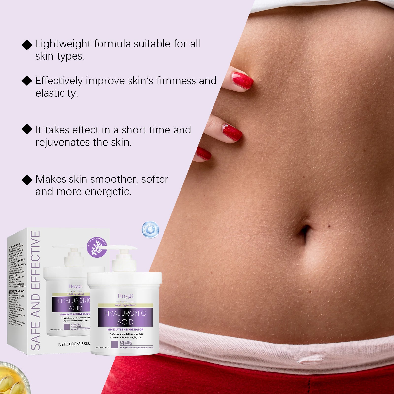 Hoygi Hyaluronic Acid Body Care Cream Nourishes Skin, Enhances Skin Elasticity And Moisturizes Skin