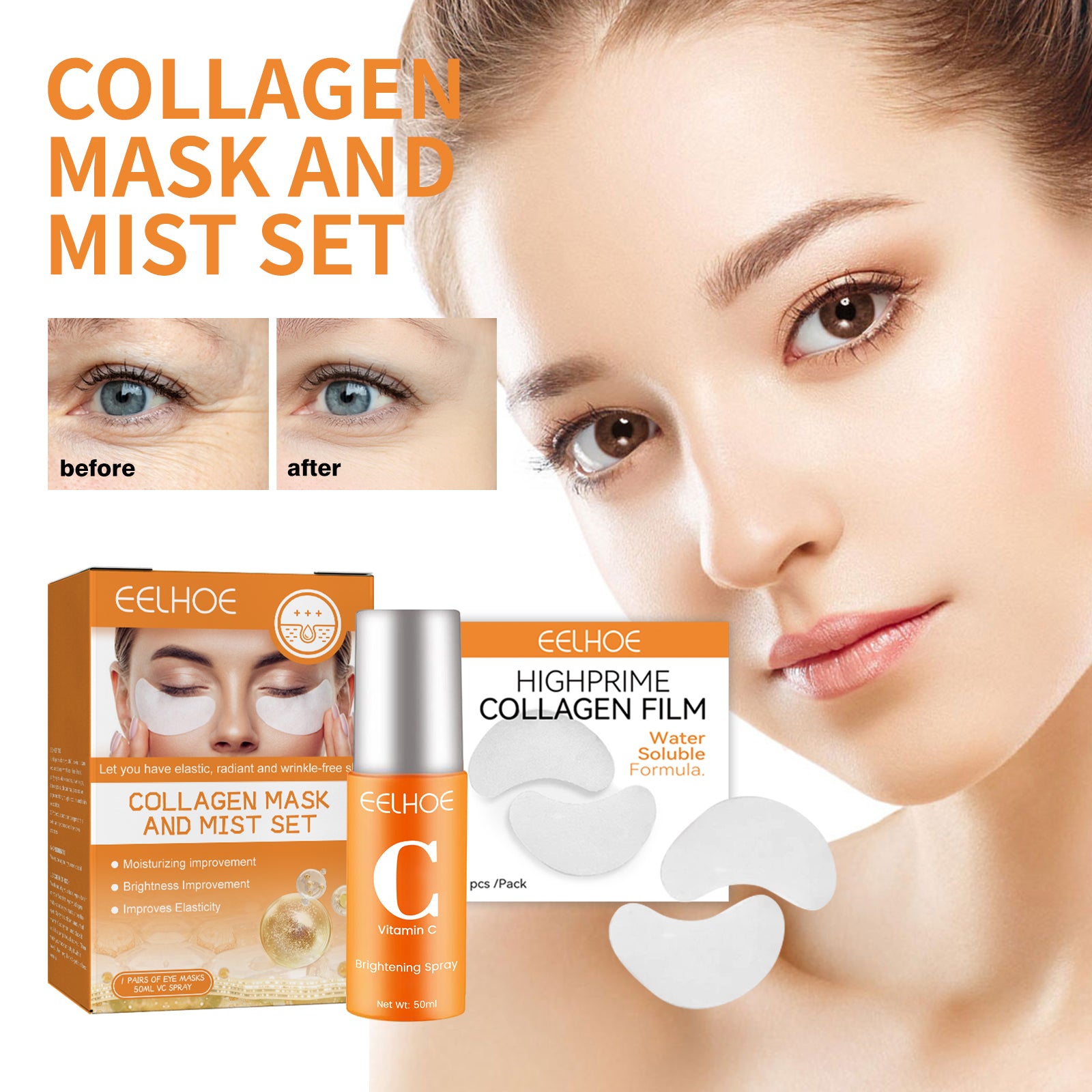 Collagen Eye Mask Spray Set Anti-Wrinkle And Anti-Aging Collagen Hydrating