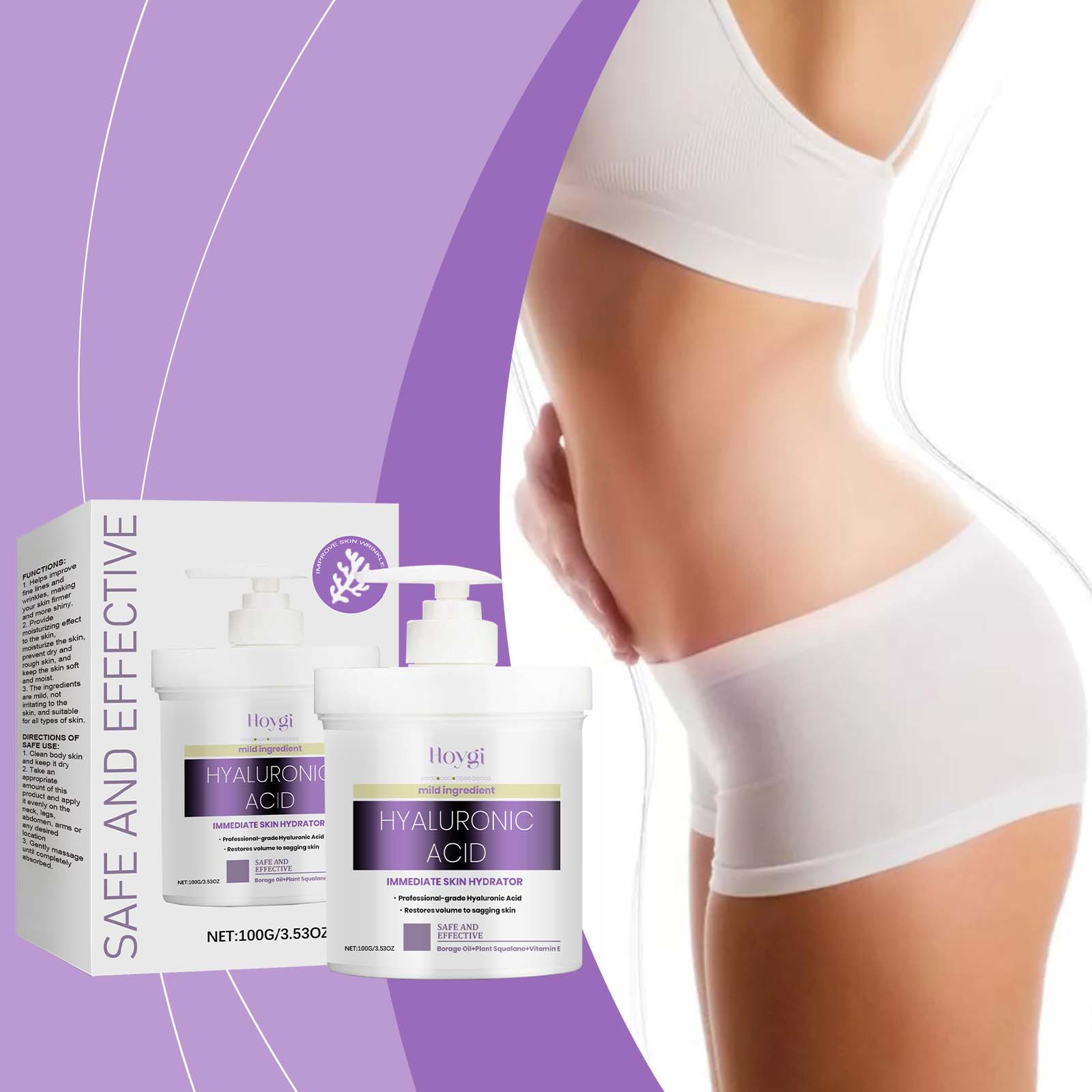 Hoygi Hyaluronic Acid Body Care Cream Nourishes Skin, Enhances Skin Elasticity And Moisturizes Skin