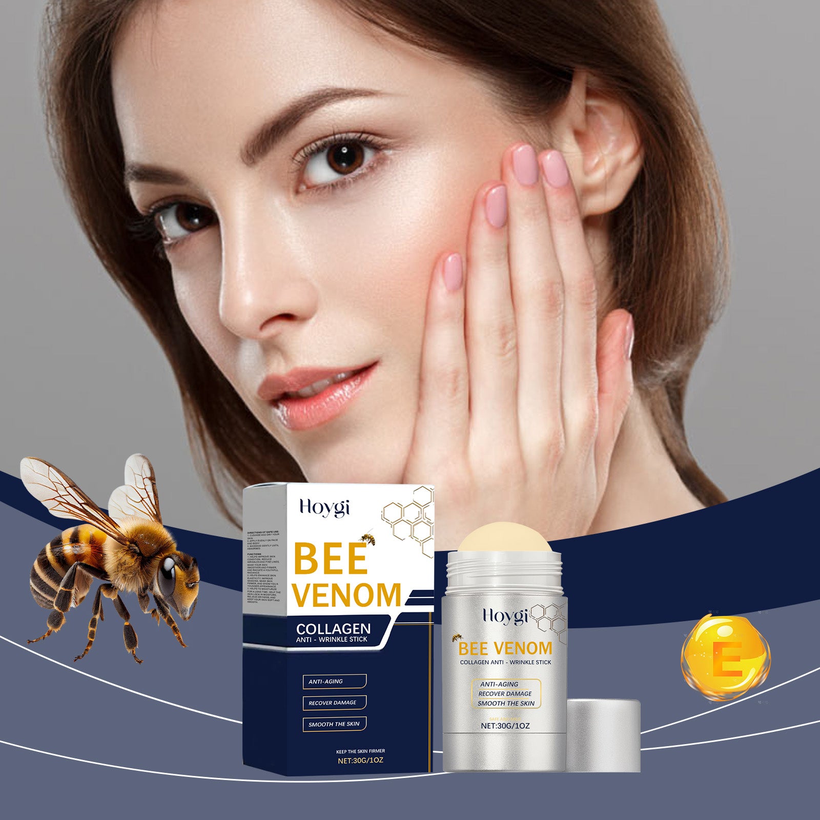 Hoygi Bee Venom Facial Moisturizer, Gently Hydrates And Moisturizes Dry Skin With A Delicate Elastic Moisturizing Moisturizer