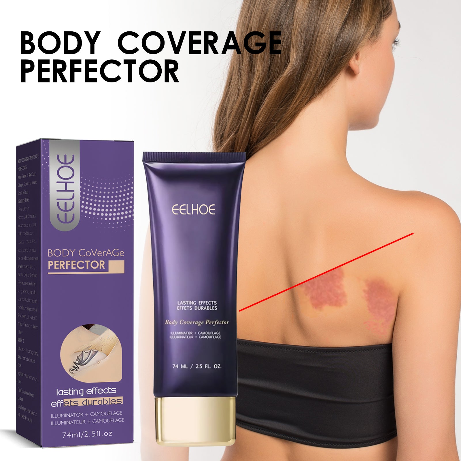EELHOE Tattoo Concealer Cover Body Tattoo Scars BirthMark Moisturizing Whitening Invisible Concealer