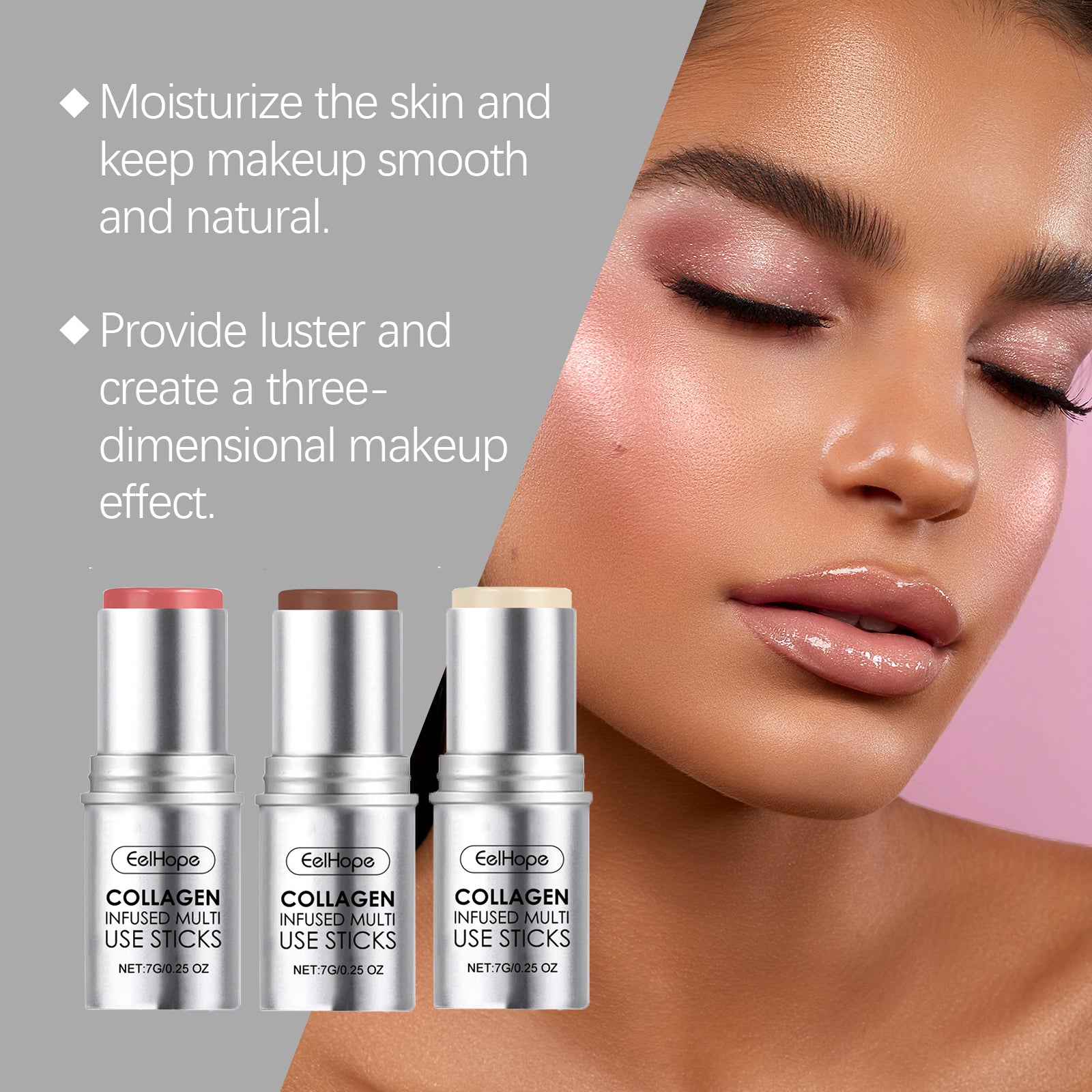 Collagen Makeup Stick Moisturizes Natural Multicolor Blush Stick